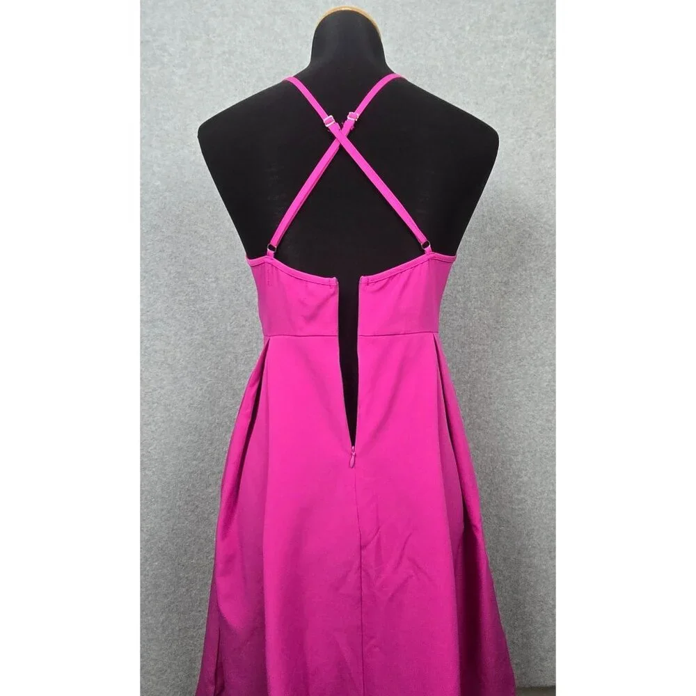 New Elia-Cher Pink Women's Deep V Neck Adjustable Spaghetti Straps Dress Size S - Picture 6 of 9